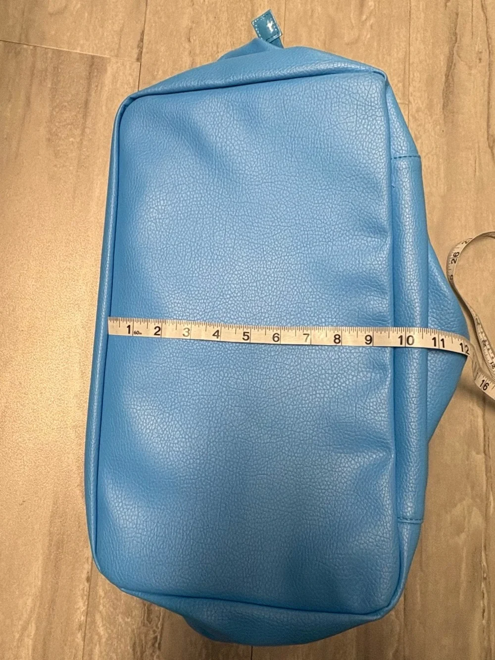 Sky Blue Vegan Leather Multi Pocket Weekender Duffel Tote Bag Bottom Zip. New